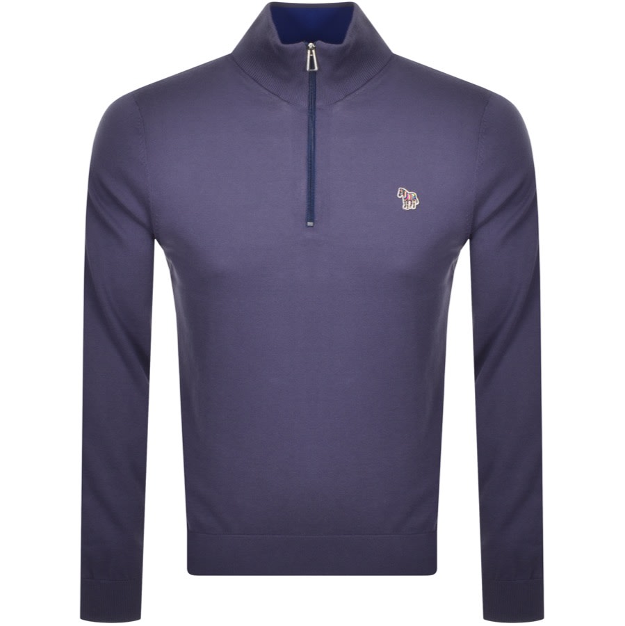 Alternative Image for ProductPS By Paul Smith Zip Neck Knitted Sweatshirt Grey1